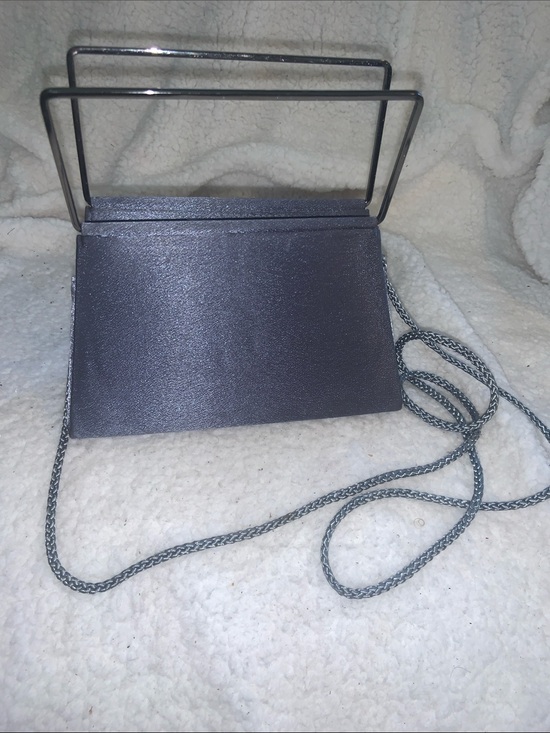 Bill Blass Handbags - bill blass pewter metallic evening clutch with braided strap